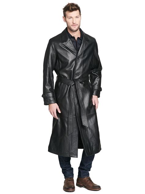 Prada Men's Black Leather Trench Coat 